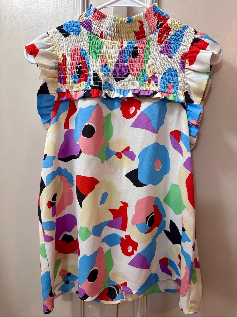 The Impeccable Pig THML Smocked Ruffle Sleeve Top Size Small